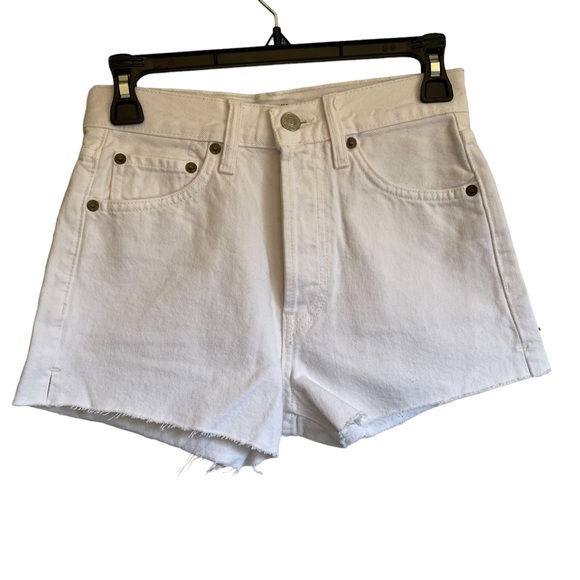 Re/Done x Solid/Striped High Waisted Short in Dirty White Button Fly Size 24 NWT - Picture 1 of 11